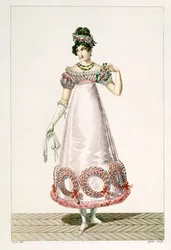Damenballkleid, graviert von Georges Jacques Gatine, 1780